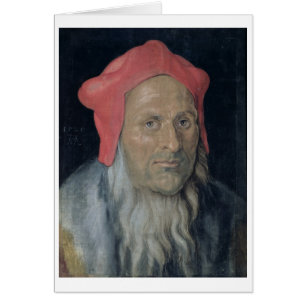 Cartão Retrato de um homem farpado em Red Hat, 1520 (óle