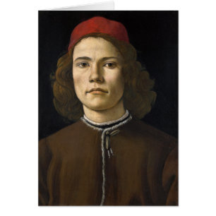 Cartão Retrato de um homem novo por Botticelli