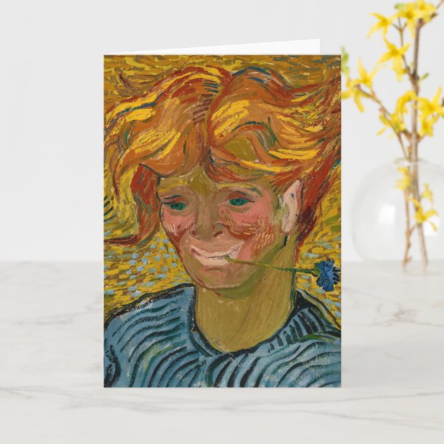 Cartão Retrato de um Jovem com Cornflower, Van Gogh (Flor Amarela)