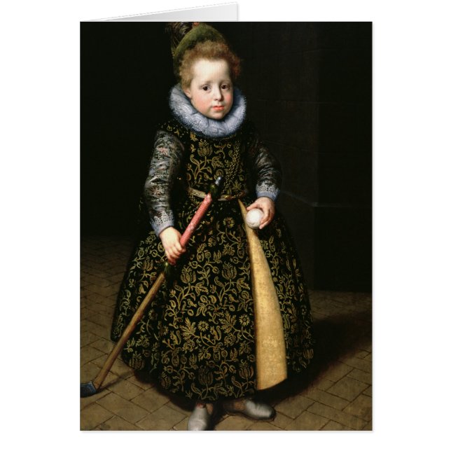 Cartão Retrato de um menino idoso de quatro anos com (Frente)