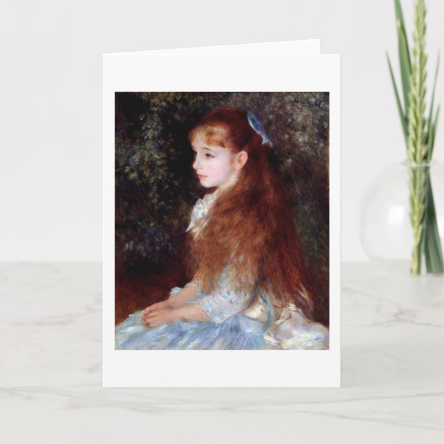Cartão Retrato de uma garota com fita azul, Renoir (Frente)
