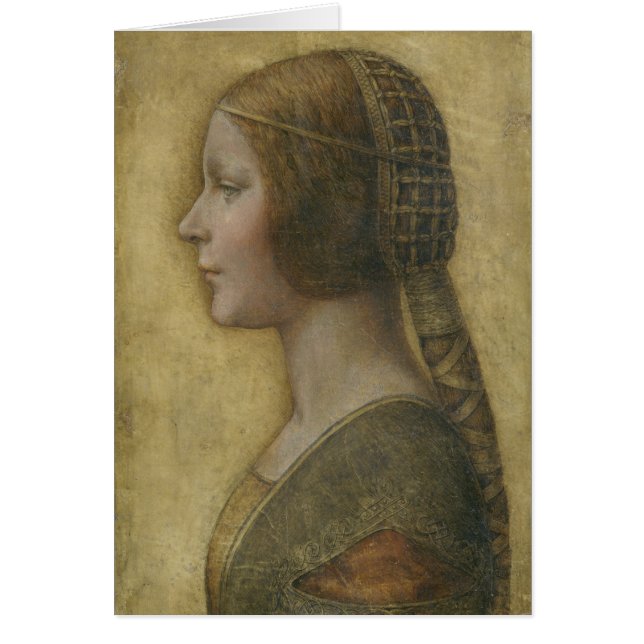 Cartão Retrato de uma jovem noiva por Leonardo da Vinci (Frente)