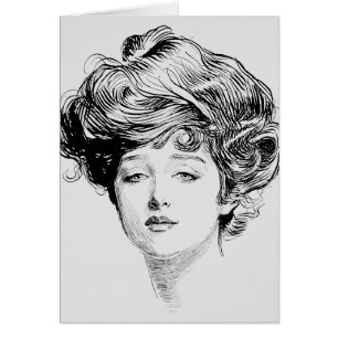 Cartão Retrato de uma menina de Gibson, 1900