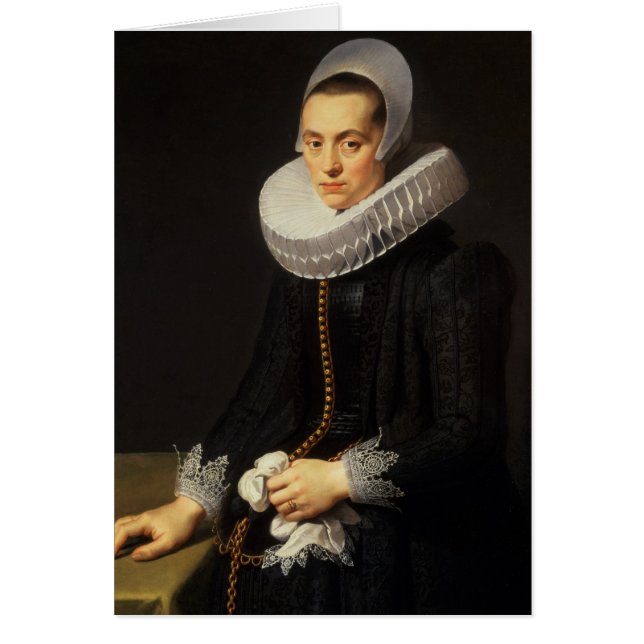 Cartão Retrato de uma senhora em um vestido preto (Frente)