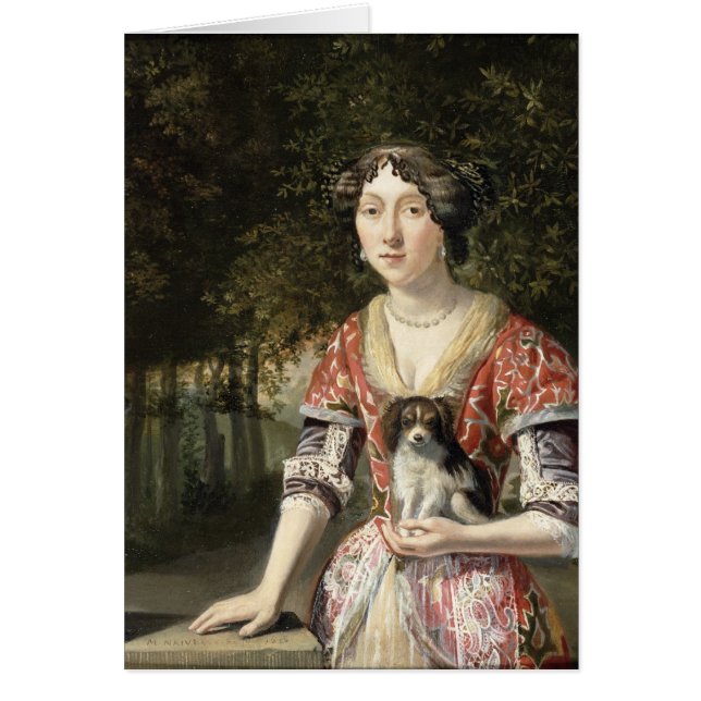 Cartão Retrato de uma senhora Vestir-se um vestido (Frente)