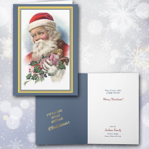 Cartão Retrato dos Papais noeis de vinheta com brinquedos