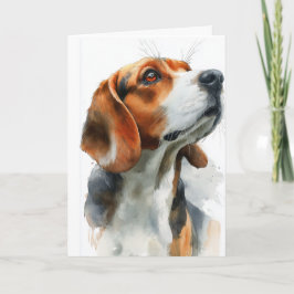 Cartão retrato em aquarela de Beagle