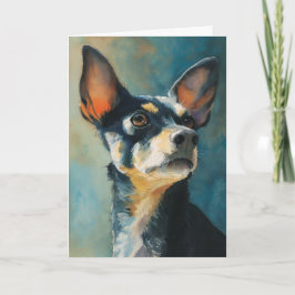 Cartão Retrato em aquarela de chihuahua preto e marrom