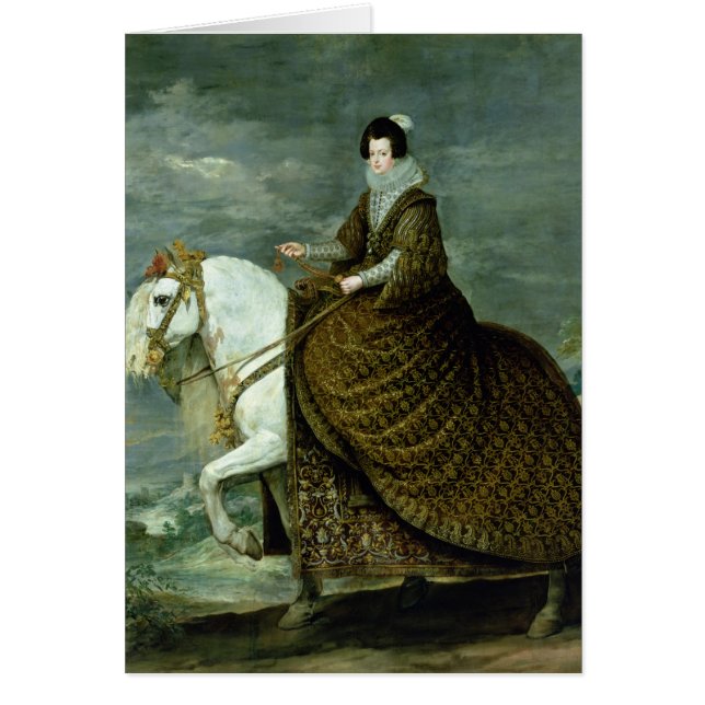 Cartão Retrato equestre de Elisabeth de France (Frente)