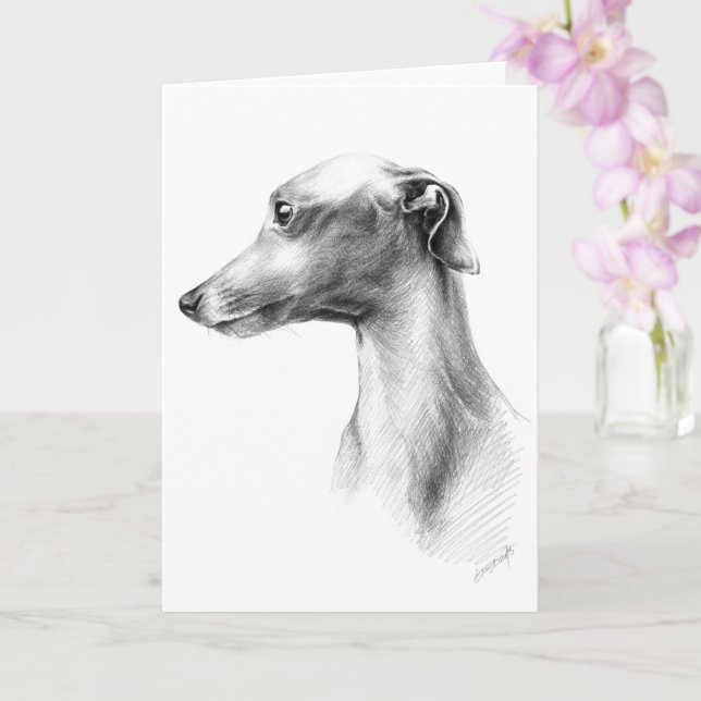 Cartão Retrato para o cão de bico branco italiano (Orquídea)