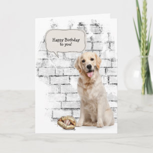 Cartão Retriever de ouro com beisebol e luva