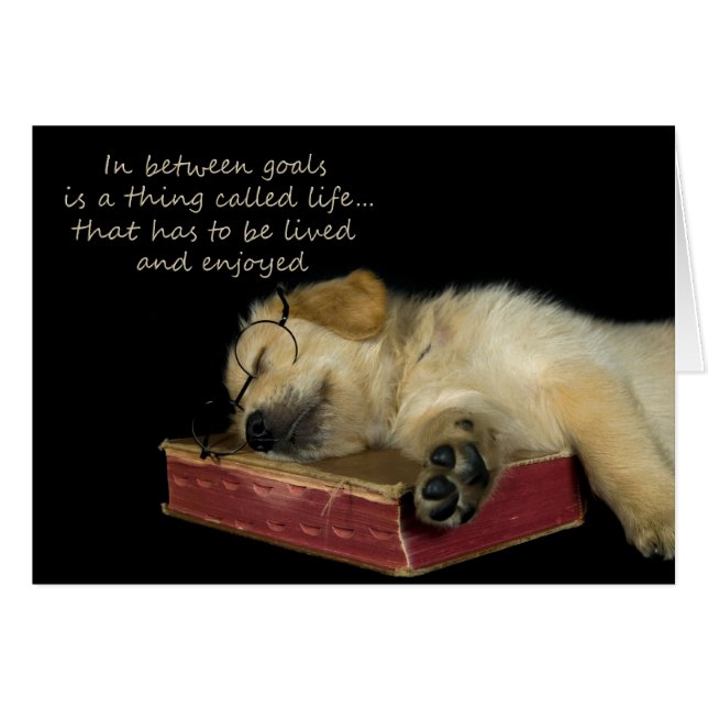 Cartão Retriever de Ouro com sono (Frente horizontal)