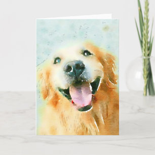 Cartão Retriever de Ouro Sorridente em Aquarela