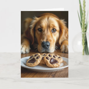 Cartão Retriever de ouros com cookies de impressão digita