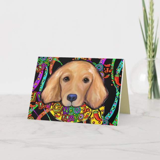 Cartão Retriever Dourado Cinco de Mayo (Frente)