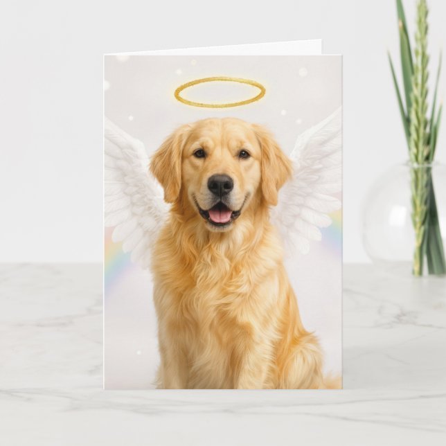 Cartão Retriever Dourado com Asas de Anjo (Frente)