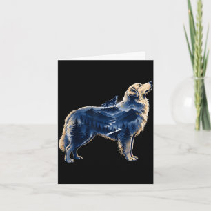 Cartão retriever dourado montanha selvagem ao luar