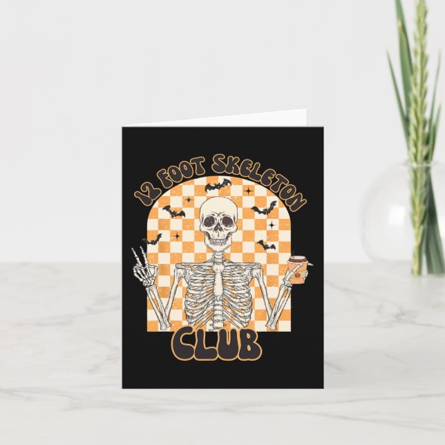 Cartão Retro 12 Foot Skeleton Club Halloween Kids Trick O (Frente)