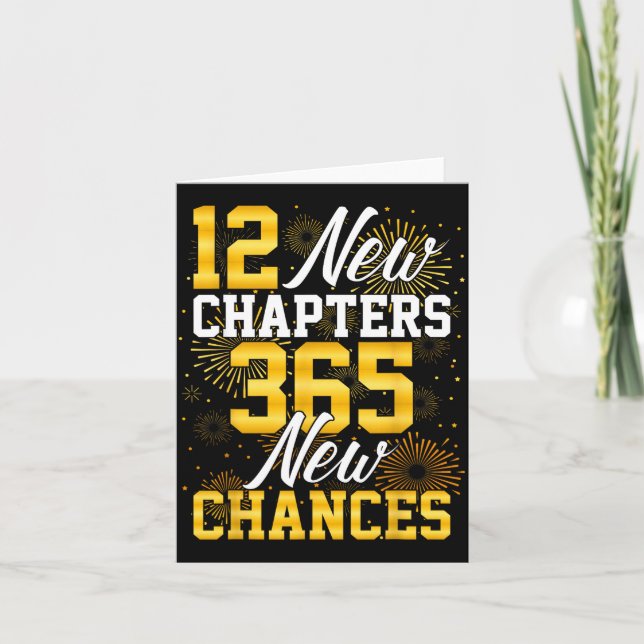 Cartão Retro 12 New Chapters 365 New Chances Happy New Ye (Frente)