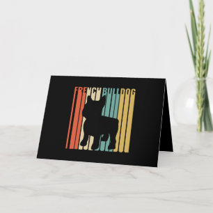 Cartão Retro 1970s Cachorro Silhuette French Bulldog Gift