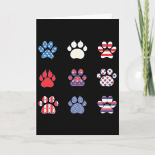 Cartão Retro 4 De Julho Veterinário EUA Bandeira Pata De