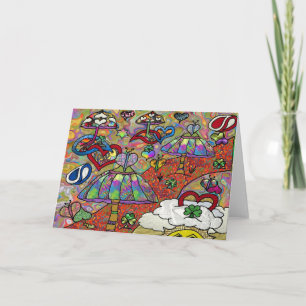 Cartão Retro 60s Psychedelic Magic Mushroom Greeting Card