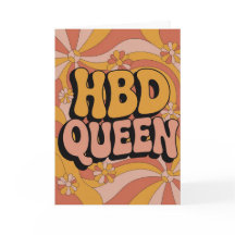 Retro 70s Groovy HBD Queen Birthday Card for Her