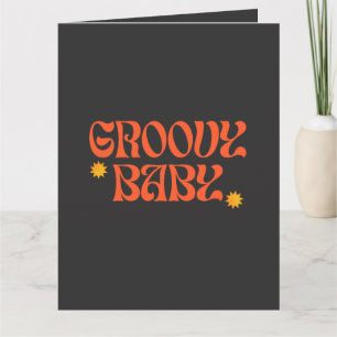 Cartão Retro 70s Mostard Orange Black Hippie Groovy Baby