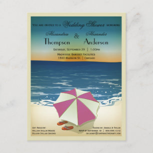 Cartão retro a cena inspirada da praia convida