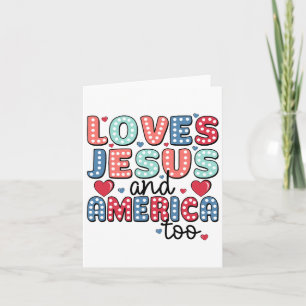Cartão Retro ama Jesus e América a Deus, cristão 4t