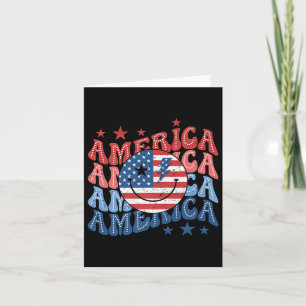 Cartão Retro America Smile Face American Flag Patriótico 