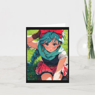Cartão Retro Anime Girl Fantasy Adventurer Brave Explorer