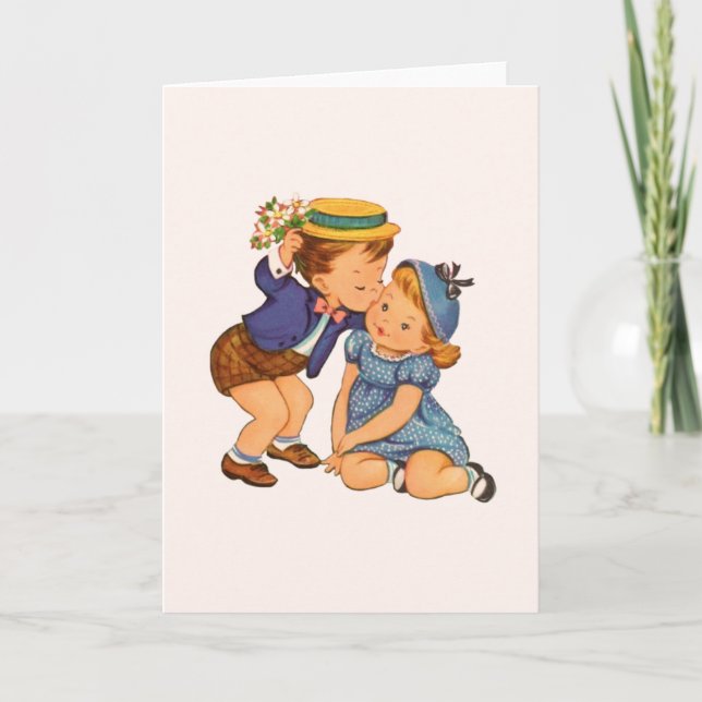 Cartão Retro Anniversary or Engagement Greeting Card (Frente)