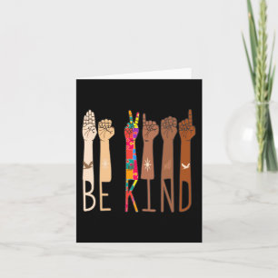 Cartão Retro Be Kind Sinal Language ASL Quebra-cabeça Aut