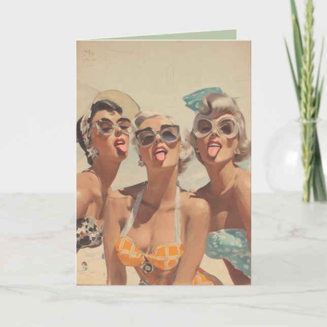 Cartão Retro Beach Pin-Up Vibes (Frente)