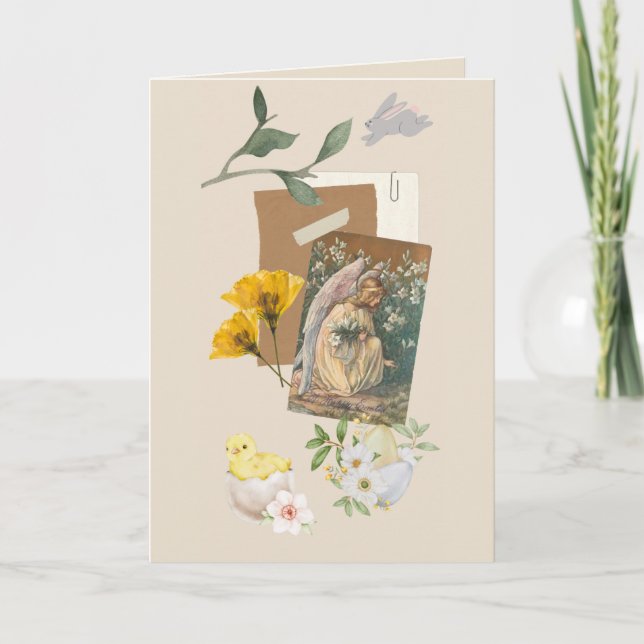 Cartão Retro Beige Easter Card (Frente)
