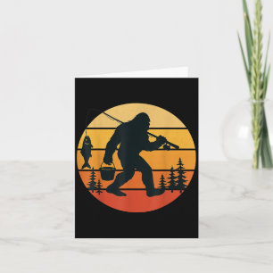 Cartão Retro Bigfoot Sasquatch Pescaria Presentes Diverti