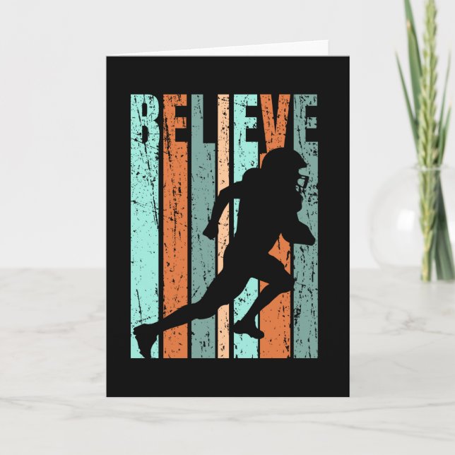 Cartão Retro Birday Mens American Football Orange Green (Frente)