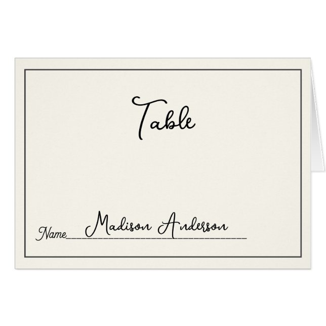 Cartão Retro Black White  Wedding Place Card (Frente Horizontal)