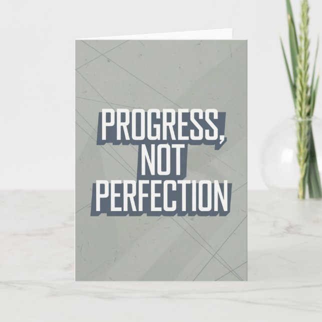 Cartão Retro Block Letter "Progress Not Perfection" card (Frente)
