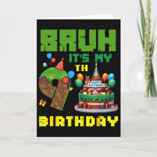 Cartão Retro Bruh É Meu 9º Aniversário Bolo Pixel Gamer 9