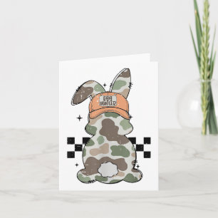 Cartão Retro Camo Bunny Egg Hunter Engraçado Páscoa Toddl