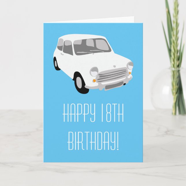 Cartão Retro Car Happy 18th Birthday Card (Frente)