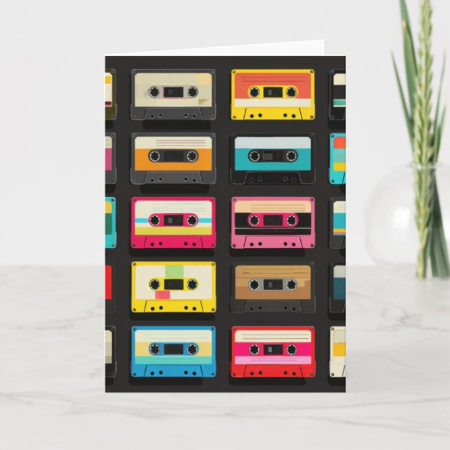 Cartão Retro Cassette Tape Pattern – Vintage Music  (Frente)