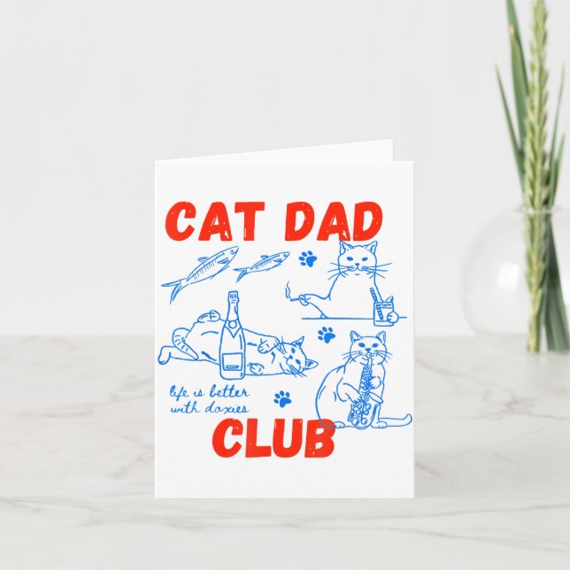 Cartão Retro Cat Dad Club Life Is Better With Cats Funny  (Frente)
