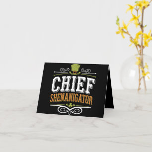 Cartão Retro Chief Shenanigator Chapéu Sortudo do Leprech
