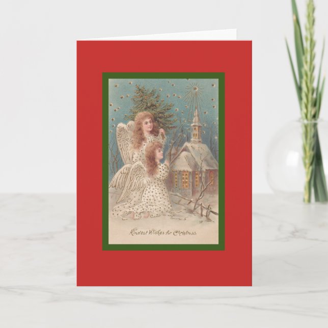 Cartão RETRO CHRISTMAS ANGEL CUSTOM Card (Frente)