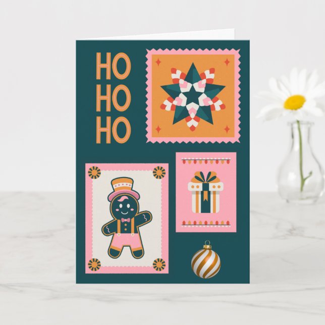 Cartão Retro Christmas Cheer Card – Gingerbread Man, Cand (Planta pequena)