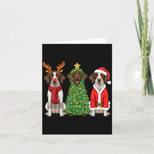 Cartão Retro Christmas German Shorthaired Inter Santa Rei (Frente)
