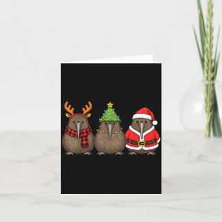 Cartão Retro Christmas Kiwi Bird Santa Reindeer